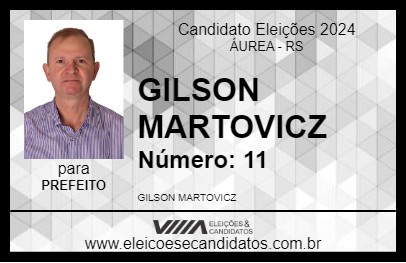 Candidato GILSON MARTOVICZ 2024 - ÁUREA - Eleições