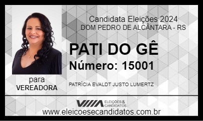 Candidato PATI DO GÊ 2024 - DOM PEDRO DE ALCÂNTARA - Eleições