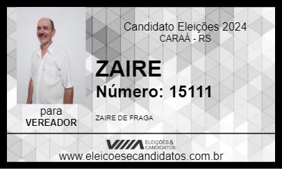 Candidato ZAIRE 2024 - CARAÁ - Eleições