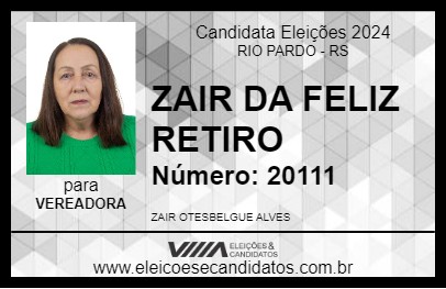 Candidato ZAIR DA FELIZ RETIRO 2024 - RIO PARDO - Eleições