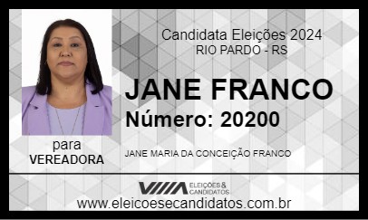 Candidato JANE FRANCO 2024 - RIO PARDO - Eleições