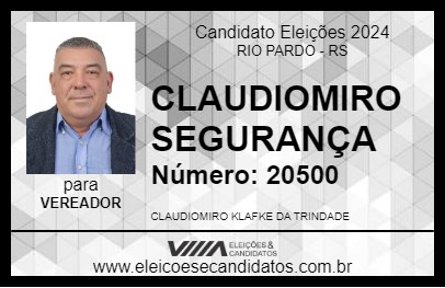 Candidato CLAUDIOMIRO SEGURANÇA 2024 - RIO PARDO - Eleições