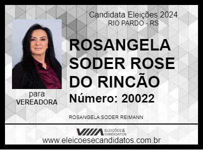 Candidato ROSANGELA SODER ROSE DO RINCÃO 2024 - RIO PARDO - Eleições