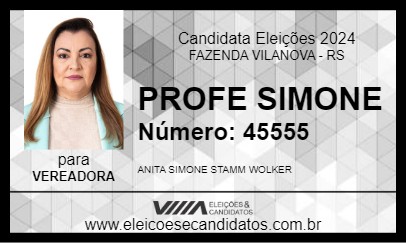 Candidato PROFE SIMONE 2024 - FAZENDA VILANOVA - Eleições