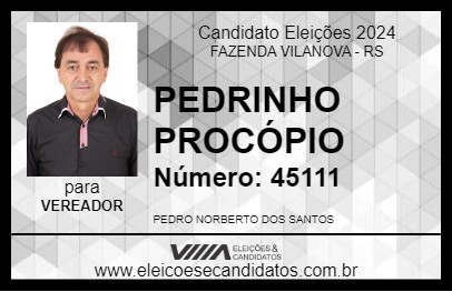 Candidato PEDRINHO PROCÓPIO 2024 - FAZENDA VILANOVA - Eleições