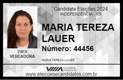 Candidato MARIA TEREZA LAUER 2024 - INDEPENDÊNCIA - Eleições