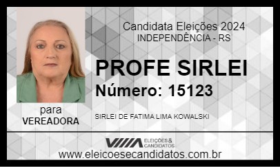 Candidato PROFE SIRLEI 2024 - INDEPENDÊNCIA - Eleições