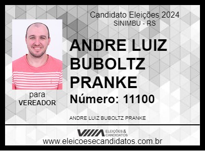 Candidato ANDRE LUIZ BUBOLTZ PRANKE 2024 - SINIMBU - Eleições