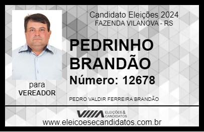 Candidato PEDRINHO BRANDÃO 2024 - FAZENDA VILANOVA - Eleições