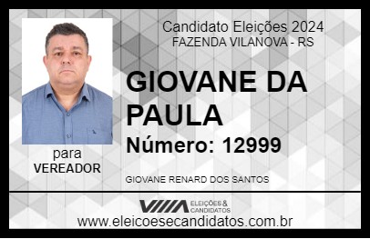 Candidato GIOVANE DA PAULA 2024 - FAZENDA VILANOVA - Eleições