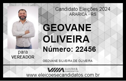 Candidato GEOVANE OLIVEIRA 2024 - ARARICÁ - Eleições