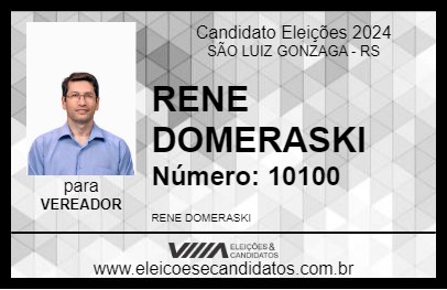 Candidato RENE DOMERASKI 2024 - SÃO LUIZ GONZAGA - Eleições