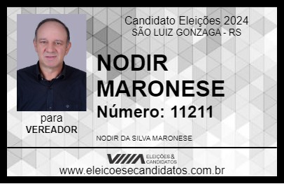 Candidato NODIR MARONESE 2024 - SÃO LUIZ GONZAGA - Eleições