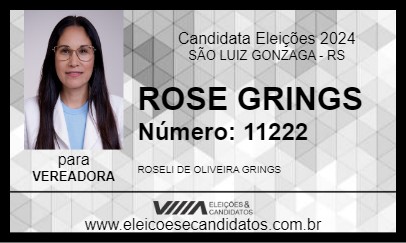 Candidato ROSE GRINGS 2024 - SÃO LUIZ GONZAGA - Eleições