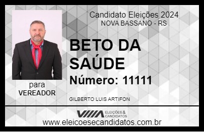 Candidato BETO DA SAÚDE 2024 - NOVA BASSANO - Eleições