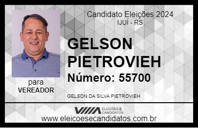 Candidato GELSON PIETROVIEH 2024 - IJUÍ - Eleições