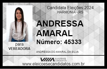 Candidato ANDRESSA AMARAL 2024 - HARMONIA - Eleições