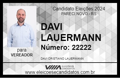 Candidato DAVI LAUERMANN 2024 - PARECI NOVO - Eleições