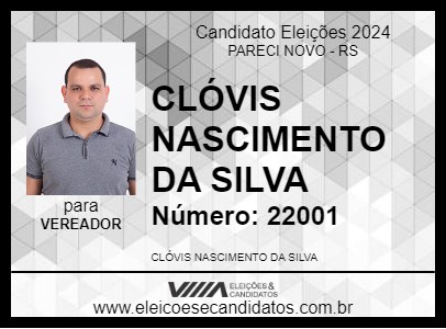 Candidato CLÓVIS NASCIMENTO DA SILVA 2024 - PARECI NOVO - Eleições