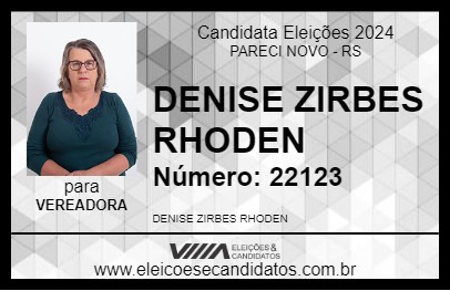 Candidato DENISE ZIRBES RHODEN 2024 - PARECI NOVO - Eleições