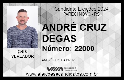 Candidato ANDRÉ CRUZ DEGAS 2024 - PARECI NOVO - Eleições