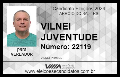 Candidato VILNEI JUVENTUDE 2024 - ARROIO DO SAL - Eleições