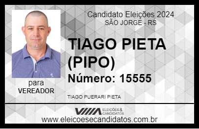 Candidato TIAGO PIETA  (PIPO) 2024 - SÃO JORGE - Eleições