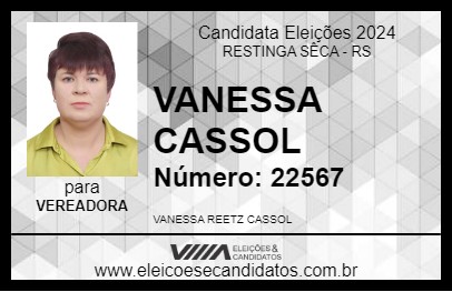 Candidato VANESSA CASSOL 2024 - RESTINGA SÊCA - Eleições