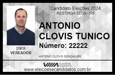 Candidato ANTONIO CLOVIS TUNICO 2024 - RESTINGA SÊCA - Eleições