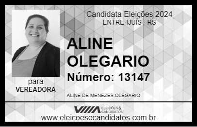 Candidato ALINE OLEGARIO 2024 - ENTRE-IJUÍS - Eleições