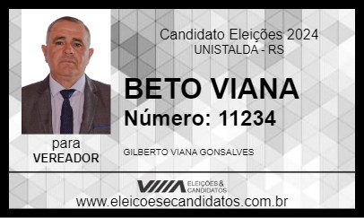 Candidato BETO VIANA 2024 - UNISTALDA - Eleições