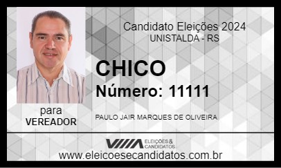 Candidato CHICO 2024 - UNISTALDA - Eleições