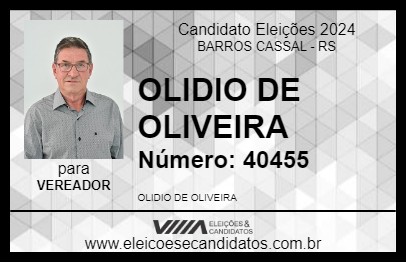 Candidato OLIDIO DE OLIVEIRA 2024 - BARROS CASSAL - Eleições