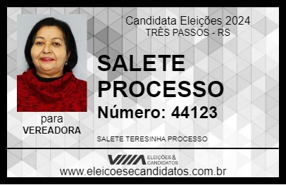 Candidato SALETE PROCESSO 2024 - TRÊS PASSOS - Eleições