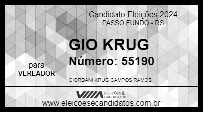 Candidato GIO KRUG 2024 - PASSO FUNDO - Eleições