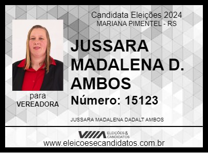 Candidato JUSSARA MADALENA D. AMBOS 2024 - MARIANA PIMENTEL - Eleições