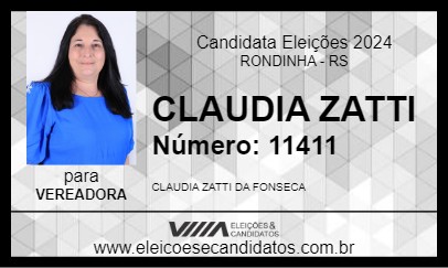 Candidato CLAUDIA ZATTI 2024 - RONDINHA - Eleições