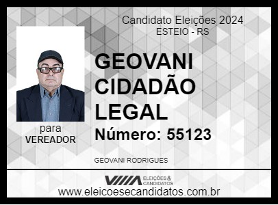 Candidato GEOVANI CIDADÃO LEGAL 2024 - ESTEIO - Eleições