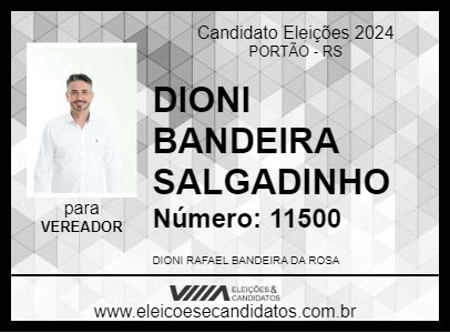 Candidato DIONI BANDEIRA SALGADINHO 2024 - PORTÃO - Eleições