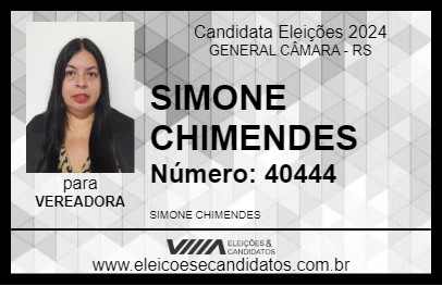 Candidato SIMONE CHIMENDES 2024 - GENERAL CÂMARA - Eleições