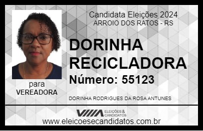 Candidato DORINHA RECICLADORA 2024 - ARROIO DOS RATOS - Eleições