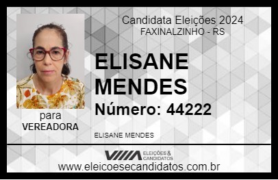 Candidato ELISANE MENDES 2024 - FAXINALZINHO - Eleições