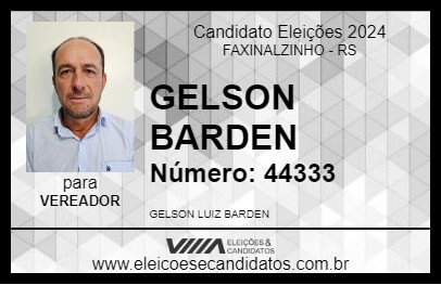 Candidato GELSON BARDEN 2024 - FAXINALZINHO - Eleições