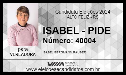 Candidato ISABEL - PIDE 2024 - ALTO FELIZ - Eleições