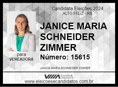 Candidato JANICE MARIA SCHNEIDER ZIMMER 2024 - ALTO FELIZ - Eleições