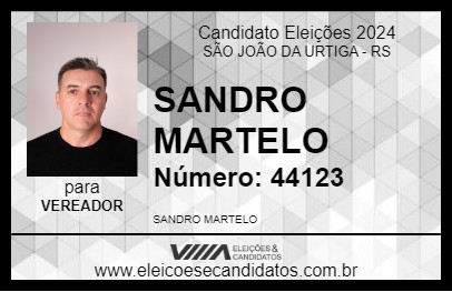 Candidato SANDRO MARTELO 2024 - SÃO JOÃO DA URTIGA - Eleições