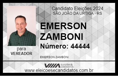 Candidato EMERSON ZAMBONI 2024 - SÃO JOÃO DA URTIGA - Eleições