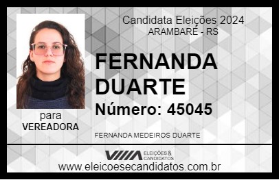 Candidato FERNANDA DUARTE 2024 - ARAMBARÉ - Eleições