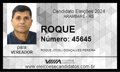 Candidato ROQUE 2024 - ARAMBARÉ - Eleições