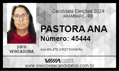 Candidato PASTORA ANA 2024 - ARAMBARÉ - Eleições